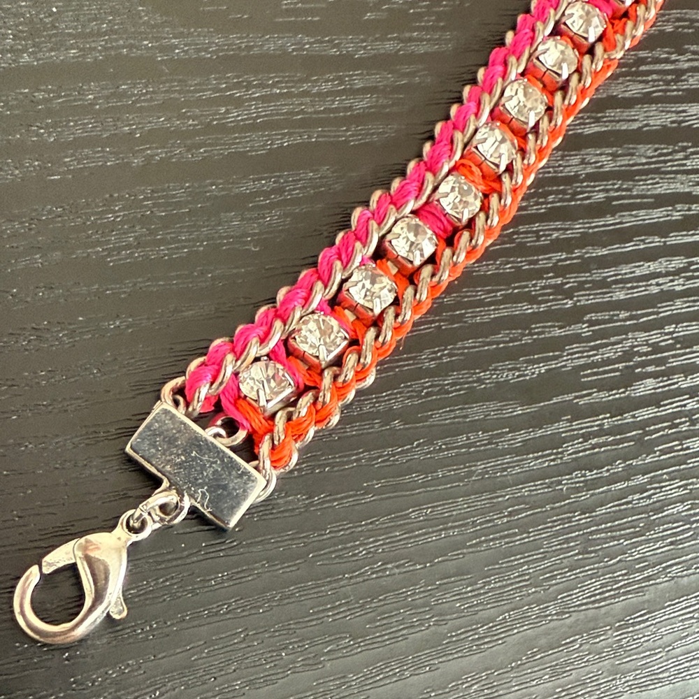 Pink and Orange Chain with CZ Stone Bracelet